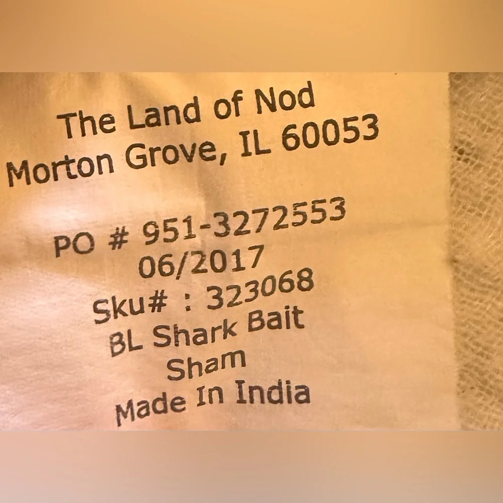 KIDS THE LAND OF NOD SHARK BAIT COTTON SHAM - STANDARD SIZE - 1 SHAM